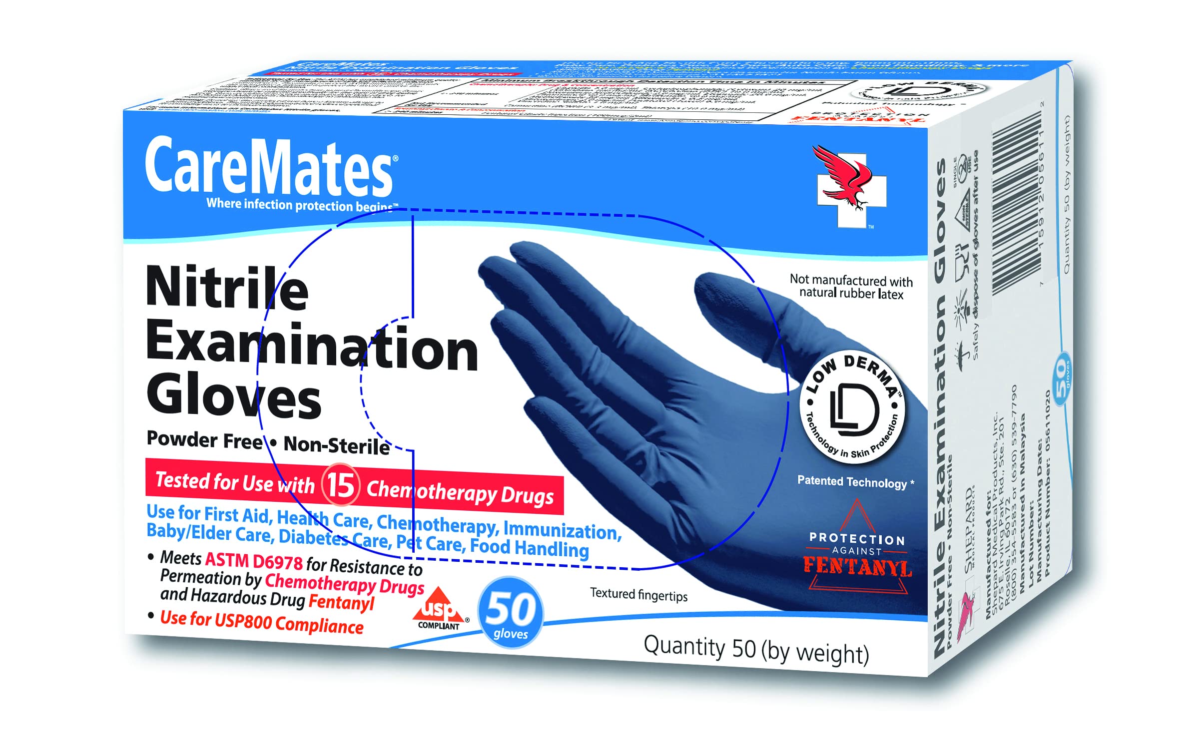 CareMates Nitrile Examination Gloves (50 gloves) Medium Size