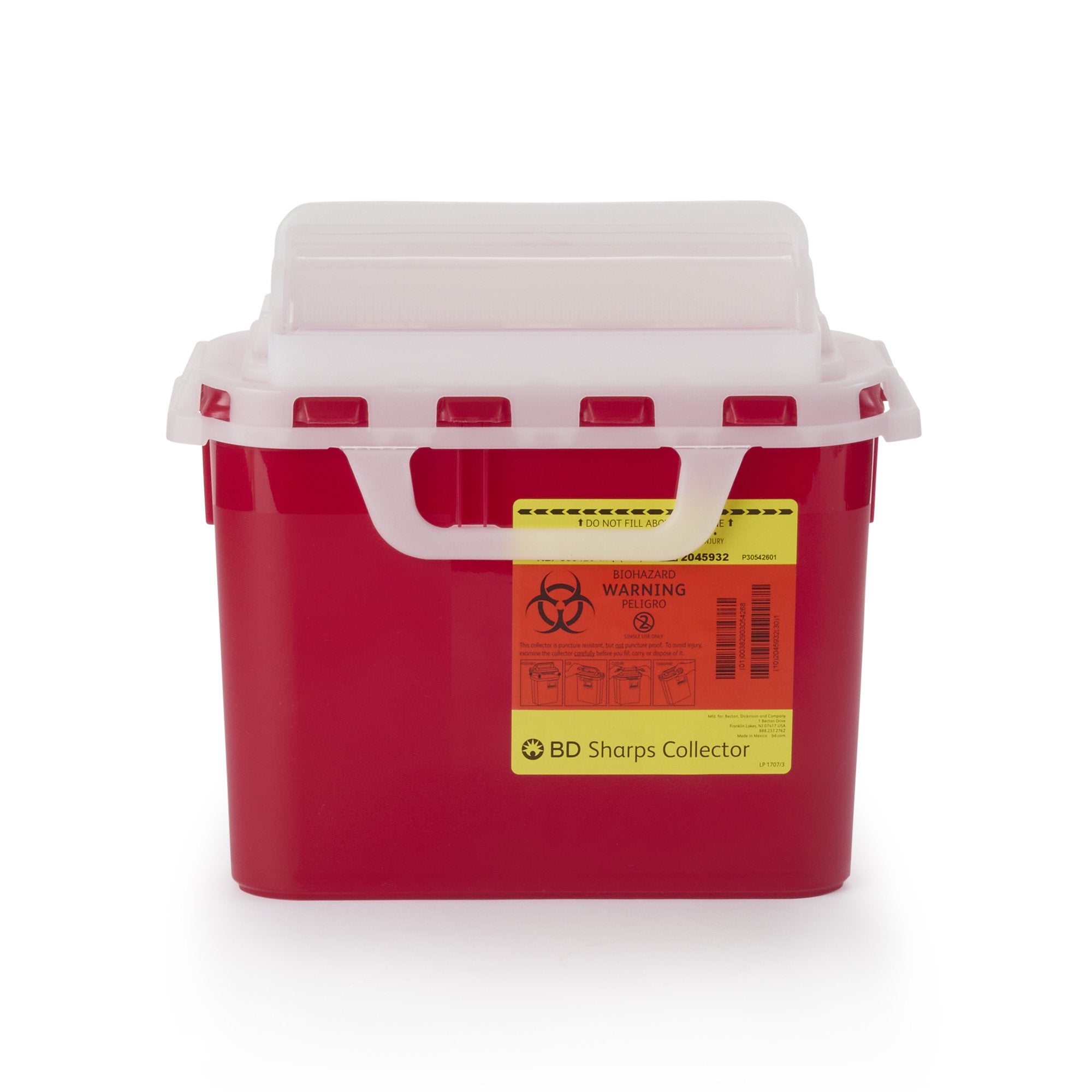 Sharps Container BD Red Base 12 H X 12 W X 4-4/5 D Inch Horizontal Entry 1.35 Gallon