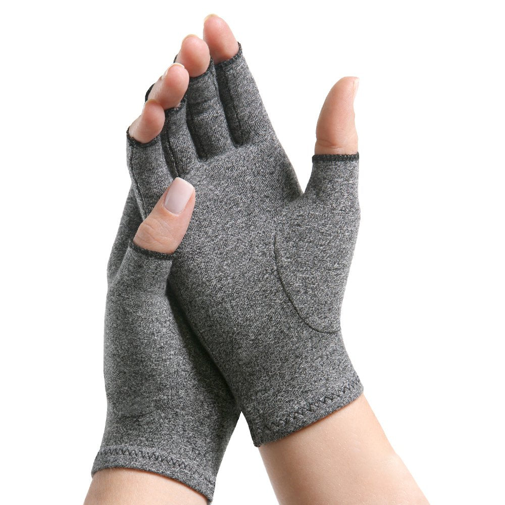 Arthritis Gloves IMAK Compression Open Finger Large Over-the-Wrist Length Hand Specific Pair Cotton / Lycra