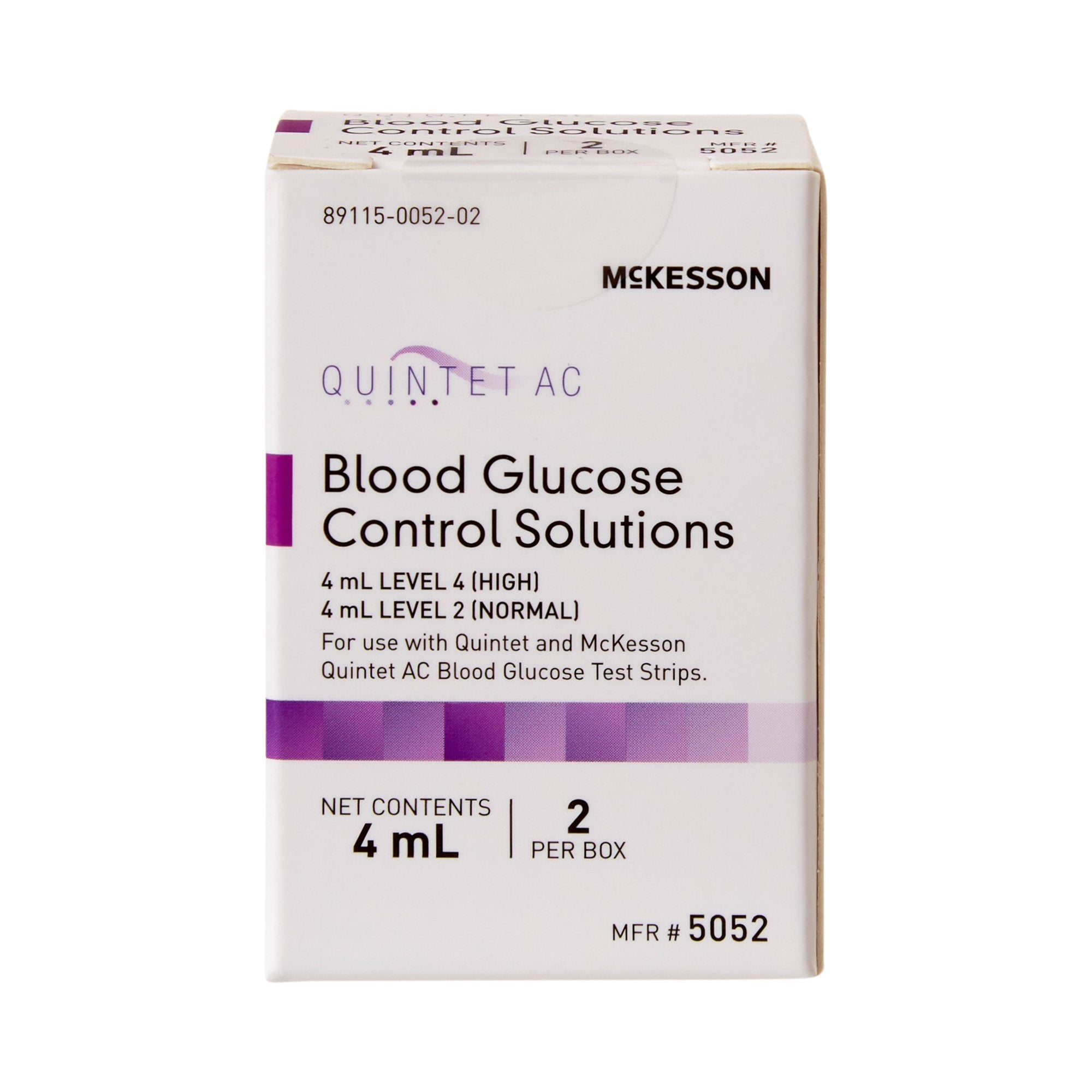 Blood Glucose Control Solution McKesson Quintet AC 2 X 4 mL Level 1 & 2