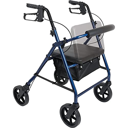 Carex Classics Rollator Walker with Seat - Adult Walker, Folding Walker with Wheels, Steel 4 Wheel Walker- Walker Supports 300lbs, 8 Inch Wheels
