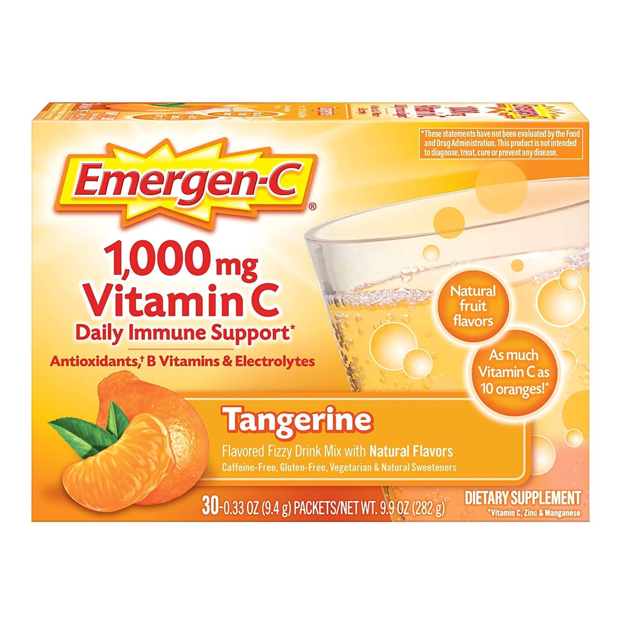 Oral Supplement Emergen-C Daily Immune Support Tangerine Flavor Powder 0.30 oz. Individual Packet