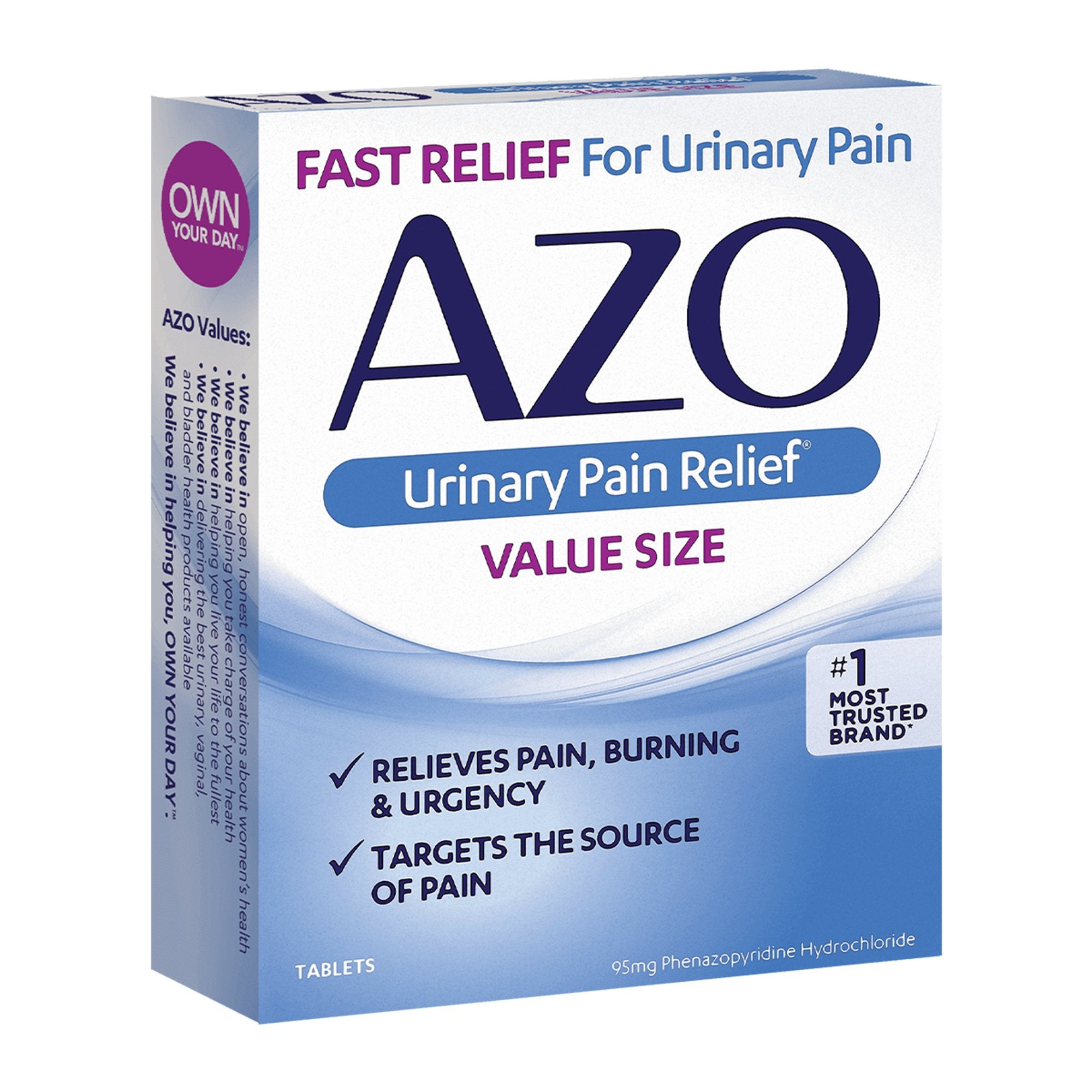 Urinary Pain Relief AZO 95 mg Strength Phenazopyridine HCL Tablet 30 per Bottle