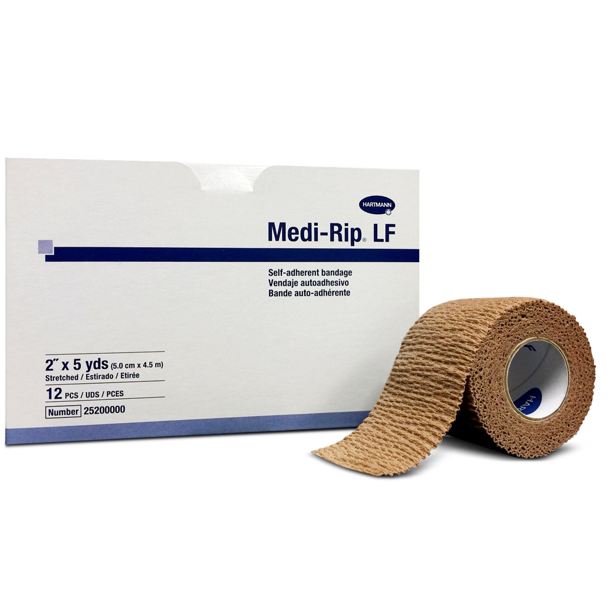 Cohesive Bandage Medi-Rip 2 Inch X 5 Yard Standard Compression Self-adherent Closure Tan NonSterile