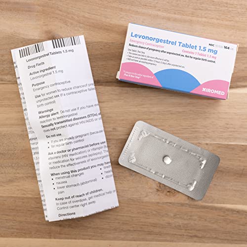 Xiromed Emergency Contraceptive Pill for Women - 1.5 mg Levonorgestrel Tablet - Reduces Chance of Pregnancy After Unprotected Sex - Compare to Plan B One-Step - Take Next Morning