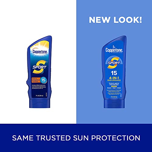 Coppertone SPORT Sunscreen SPF 15 Lotion, Water Resistant Sunscreen, Body Sunscreen Lotion, 7 Fl Oz