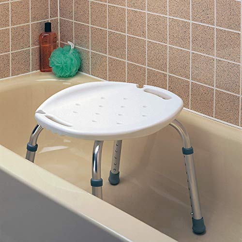 Carex Adjustable Bath and Shower Seat  Shower Stool - Aluminum Bath Seat - Shower Chair with Handle, 300lb Weight Capacity