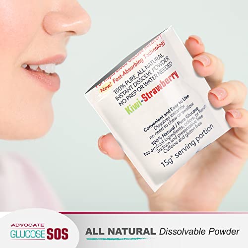 Glucose SOS Glucose Powder - Natural Powder Packets - Instantly Dissolves - No Water Needed - Kiwi Strawberry - 6 Packets