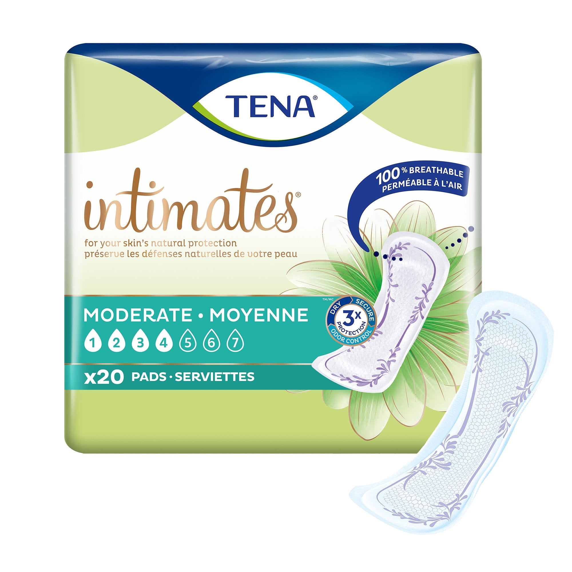 Bladder Control Pad TENA Intimates Moderate 11 Inch Length Moderate Absorbency Dry-Fast Core One Size Fits Most