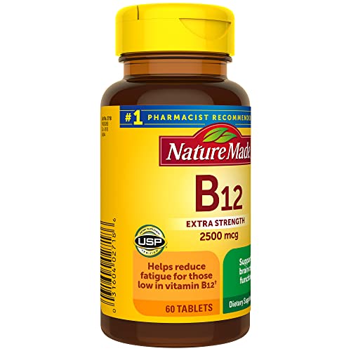 Nature Made Extra Strength Vitamin B12 2500 mcg, Dietary Supplement for Energy Metabolism Support, 60 Tablets, 60 Day Supply