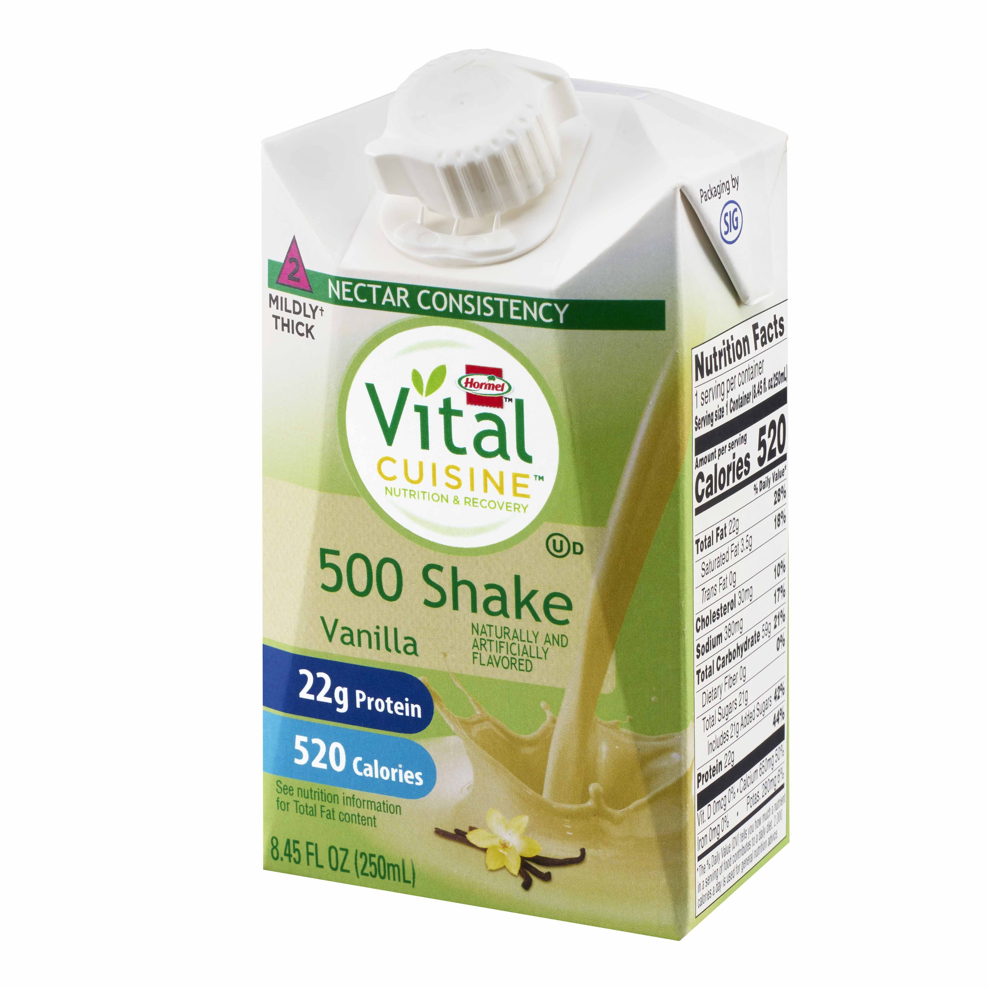 Oral Supplement Hormel Vital Cuisine 500 Shakes Vanilla Flavor Liquid 8.45 oz. Carton