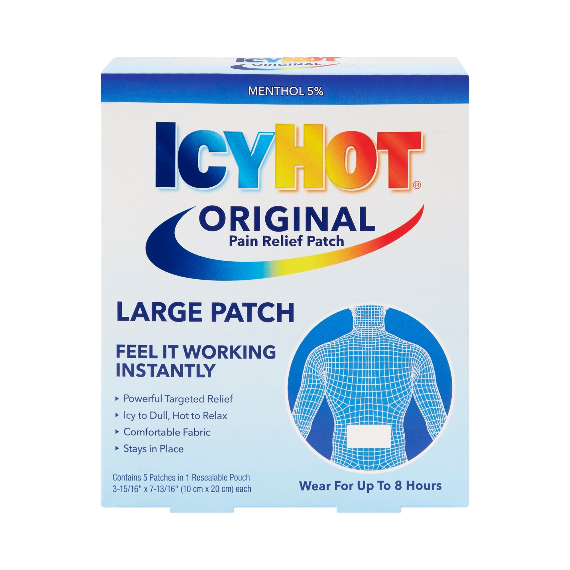 Topical Pain Relief Icy Hot 5% Strength Menthol Patch 5 per Box