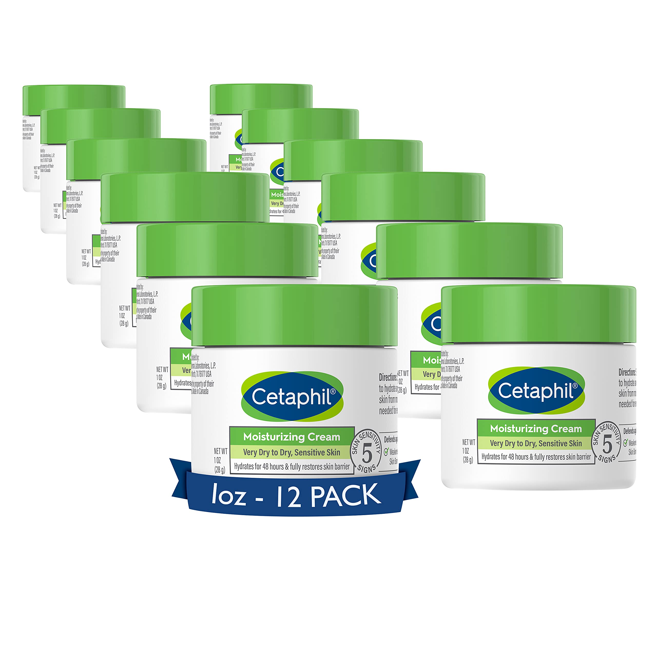 Cetaphil Body Moisturizer, Hydrating Moisturizing Cream for Dry To Very Dry, Sensitive Skin, NEW 1 OZ 12 Pack, Fragrance Free, Non-Comedogenic, Non-Greasy