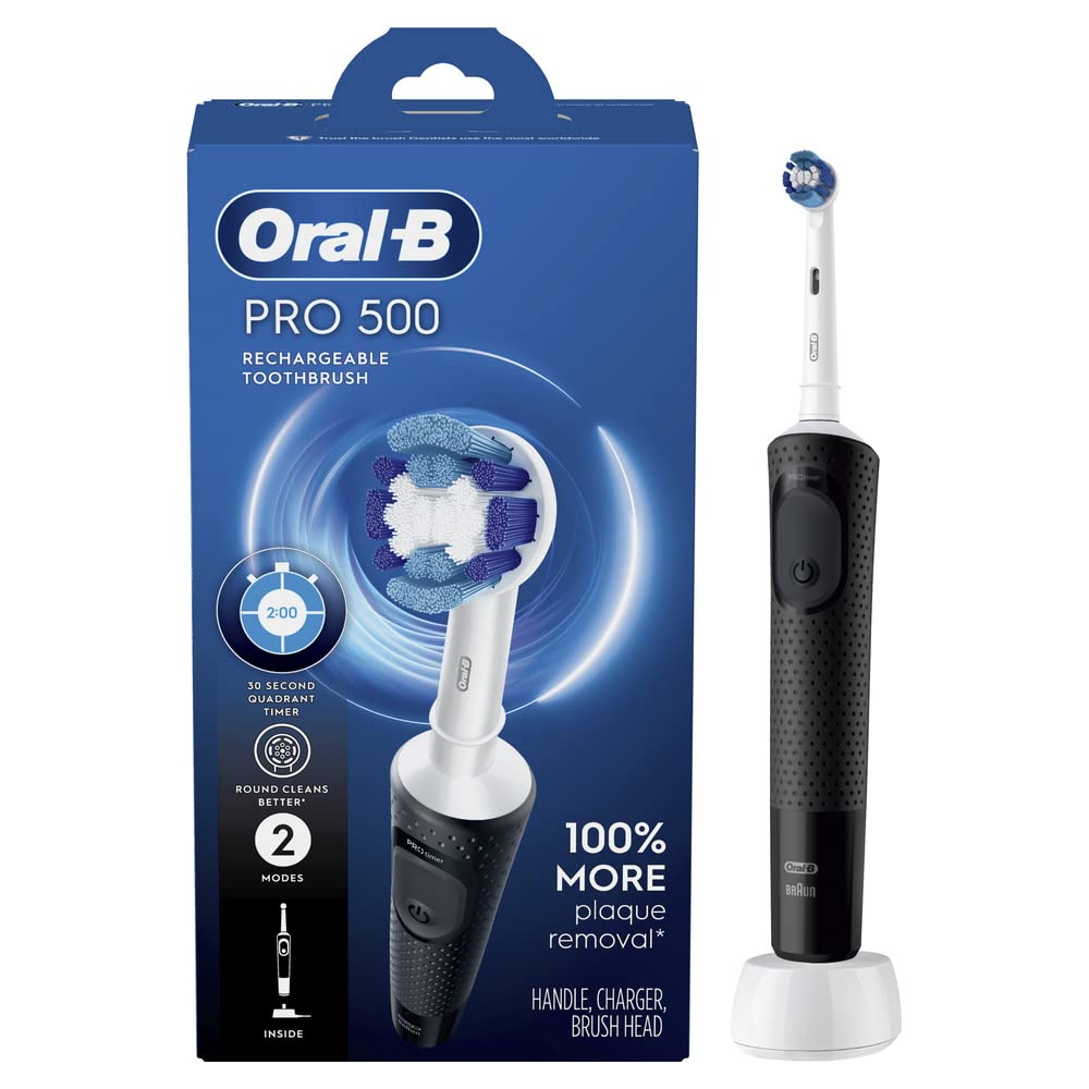 Oral-B Pro 500 Electric Toothbrush with (1) Brush Head, Rechargeable, Black