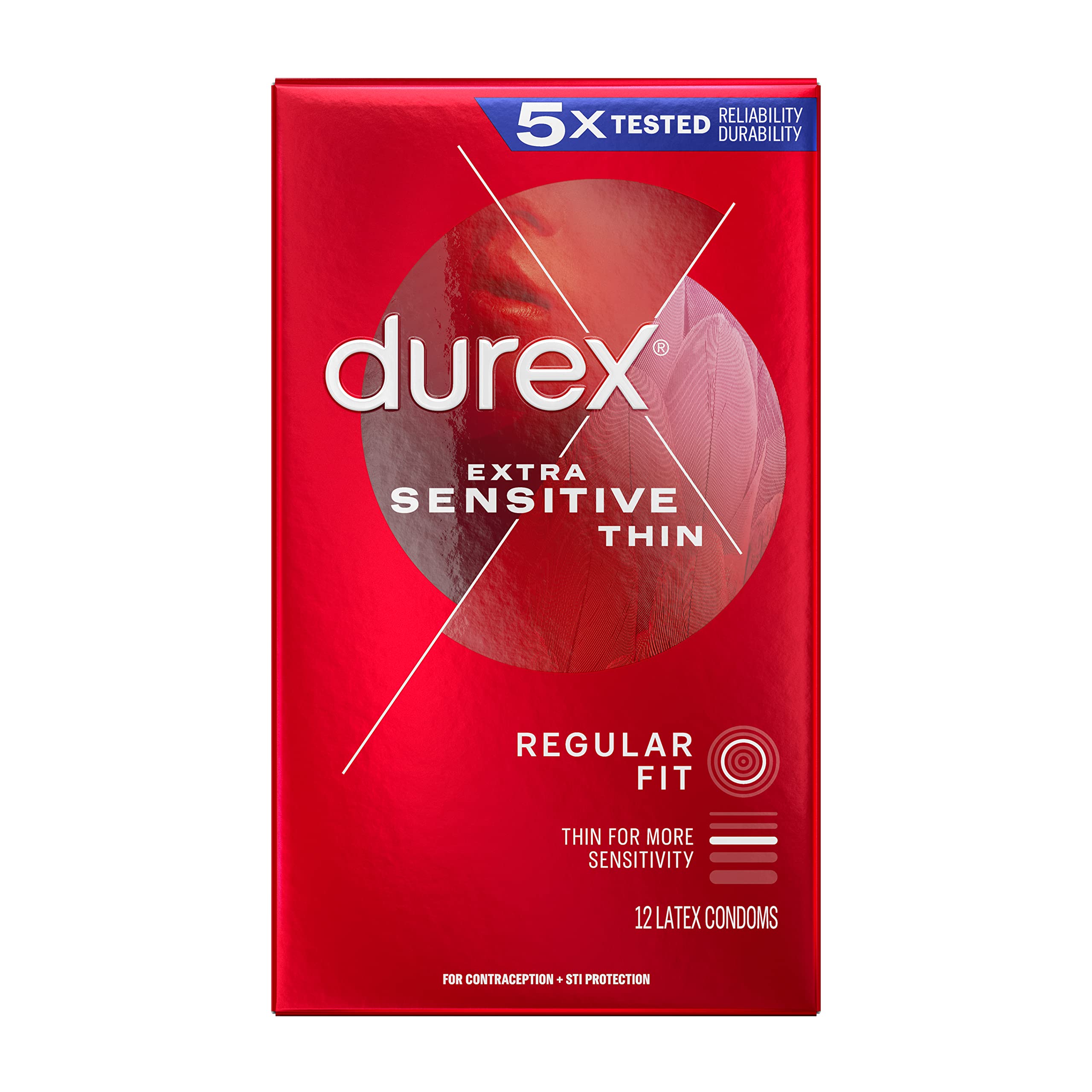 Condoms, Extra Sensitive Natural Latex Durex Condoms, 12 Count - Ultra Fine & Extra Lubricated