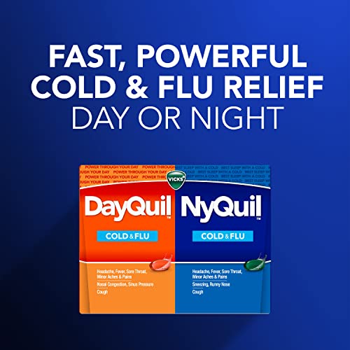 Vicks DayQuil and NyQuil Combo Pack, Cold & Flu Medicine, Powerful Multi-Symptom Daytime And Nighttime Relief For Headache, Fever, Sore Throat, Cough, 24 Count, 16 DayQuil, 8 NyQuil Liquicaps