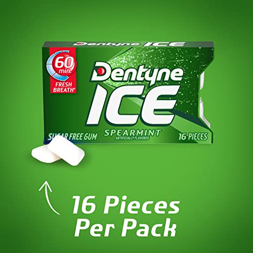 Dentyne Ice Sugar Free Gum (Spearmint 16 Piece Pack of 9)