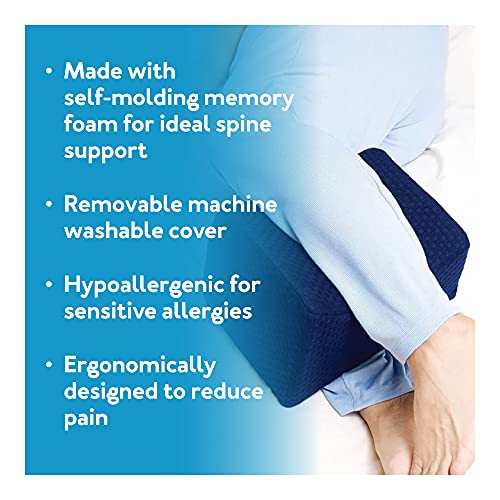 Orthopedic Knee Pillow for Side Sleepers - Ergonomic Memory Foam Knee Pillow for Back Pain & Spine Alignment - Removable Machine Washable Cover - Knee Wedge Pillow for Deep Nights Sleep