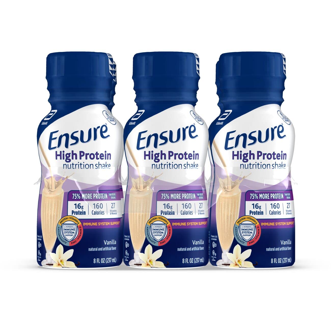 Ensure High Protein Nutritional Shake, 16g Protein, Meal Replacement Shakes, with Nutrients to Support Immune System Health, Vanilla, 8 fl oz, 6 Count