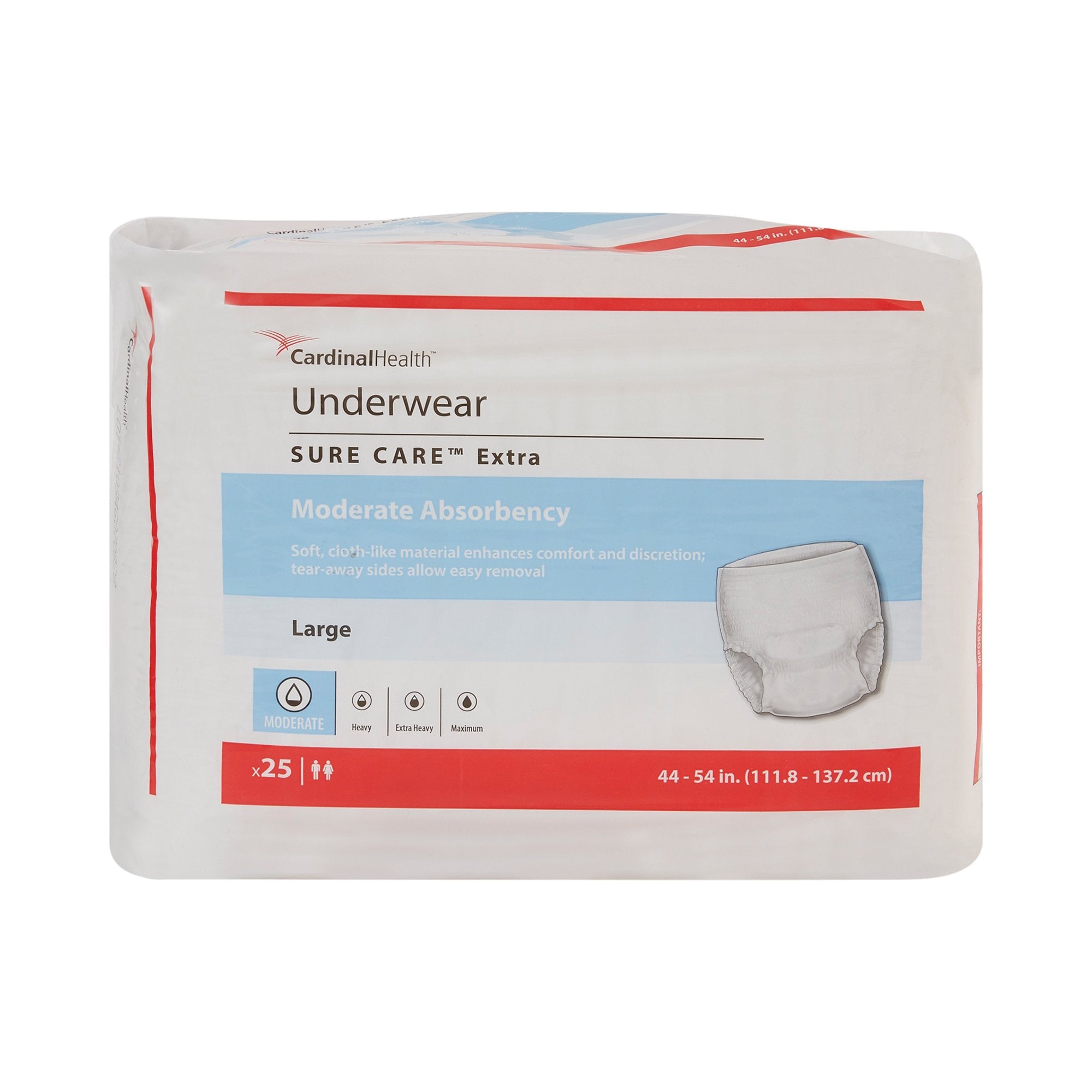 Unisex Adult Absorbent Underwear Simplicity Extra Pull On with Tear Away Seams Large Disposable Moderate Absorbency