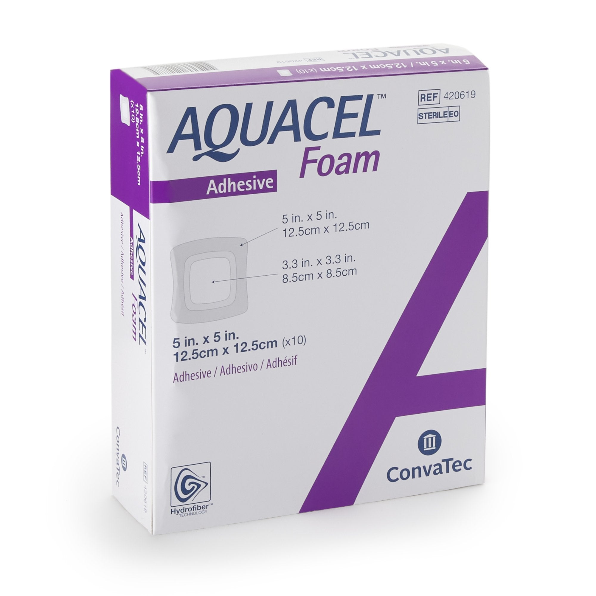 Foam Dressing Aquacel 5 X 5 Inch With Border Film Backing Silicone Adhesive Square Sterile