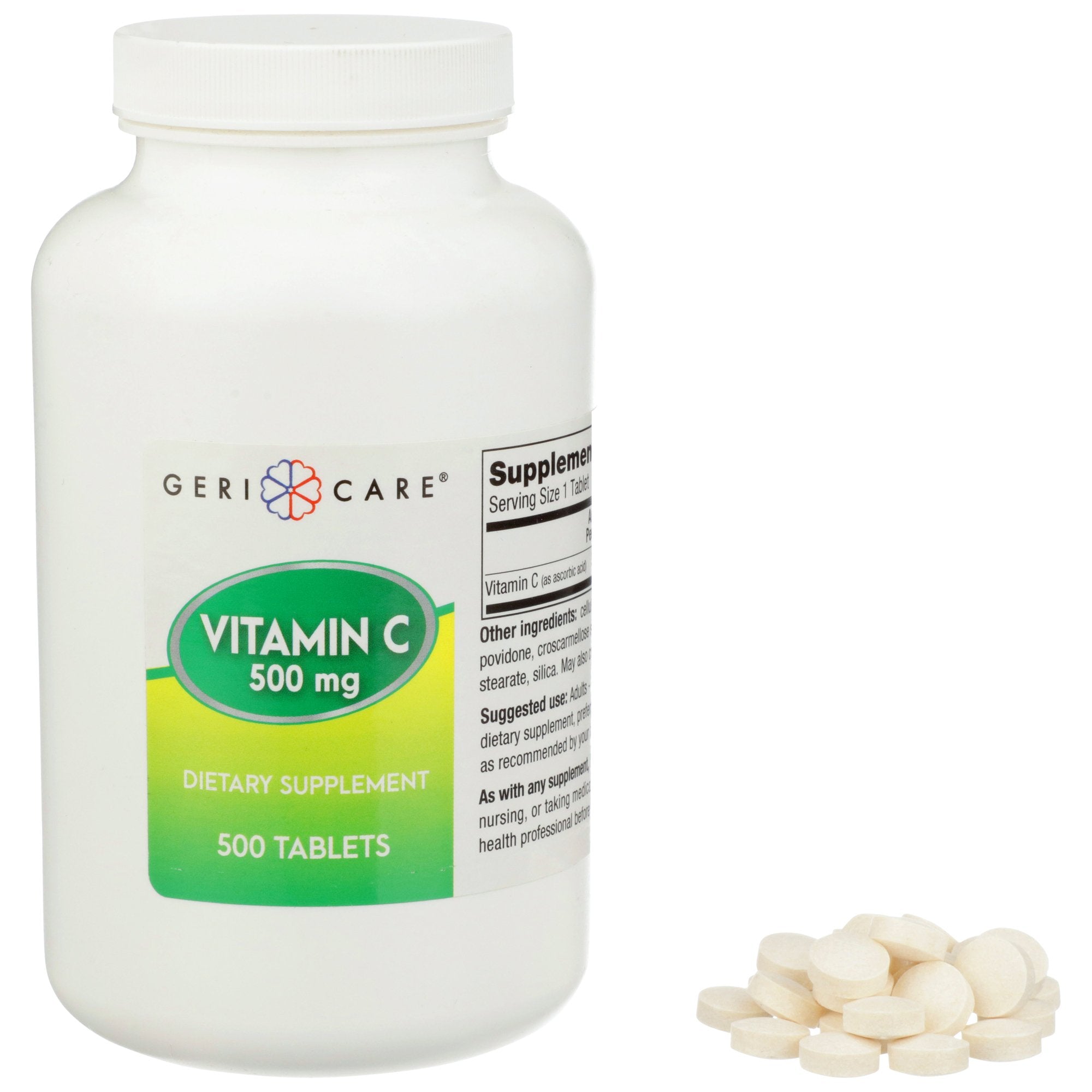 Vitamin C Supplement Geri-Care Ascorbic Acid 500 mg Strength Tablet 500 per Bottle