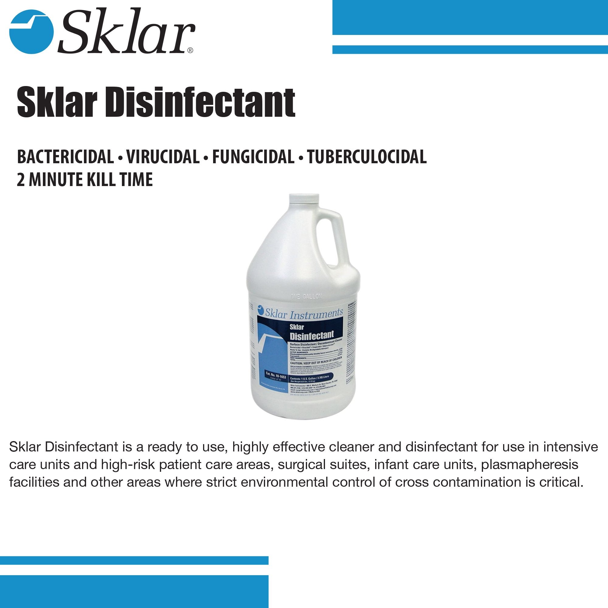 Sklar Surface Disinfectant Alcohol Based Manual Pour Liquid 1 gal. Jug Alcohol Scent NonSterile