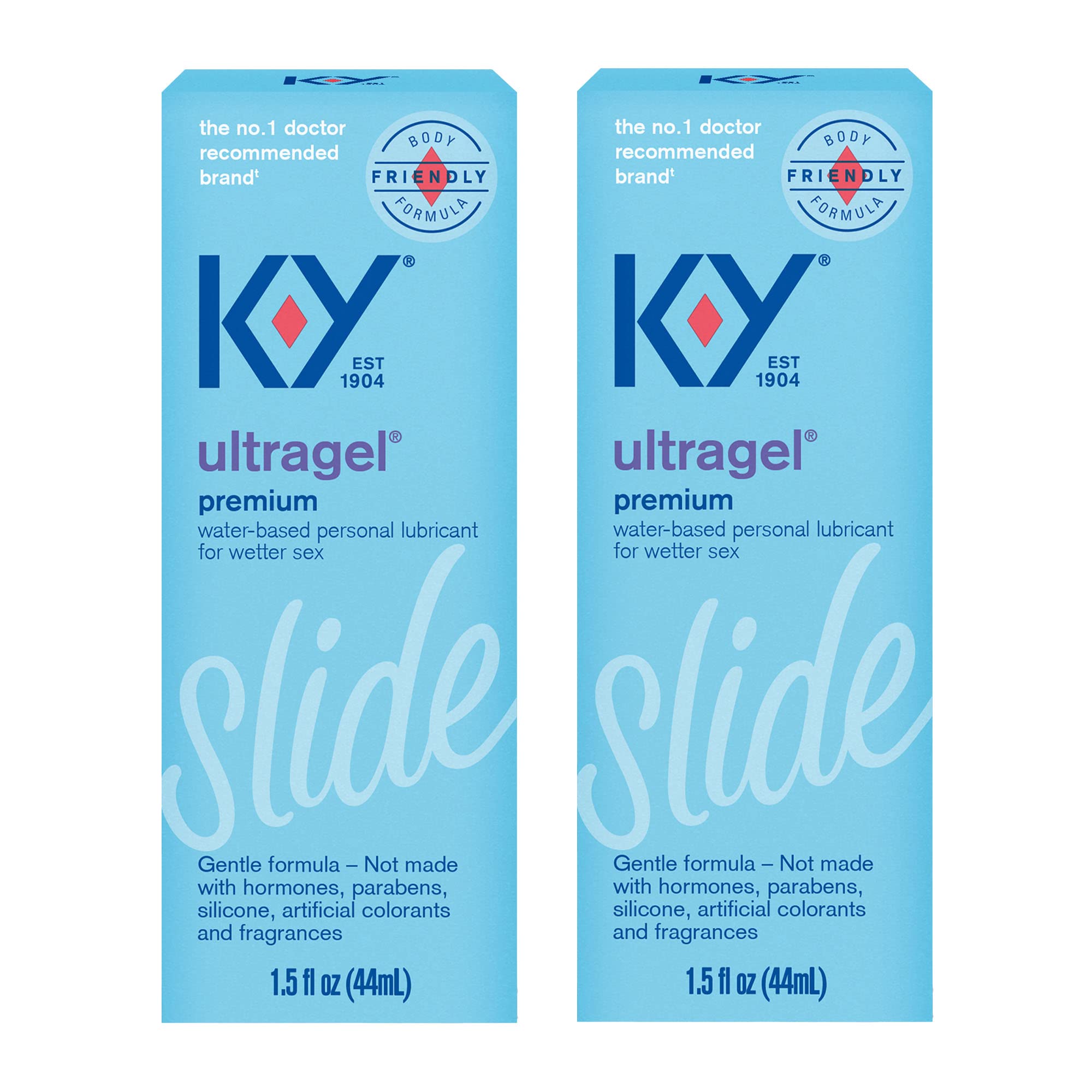 K-Y UltraGel Premium Water Based Lube- Personal Lubricant Safe To Use With Latex Condoms, Devices, Sex Toys and Vibrators, 1.5 oz. (Pack of 2)