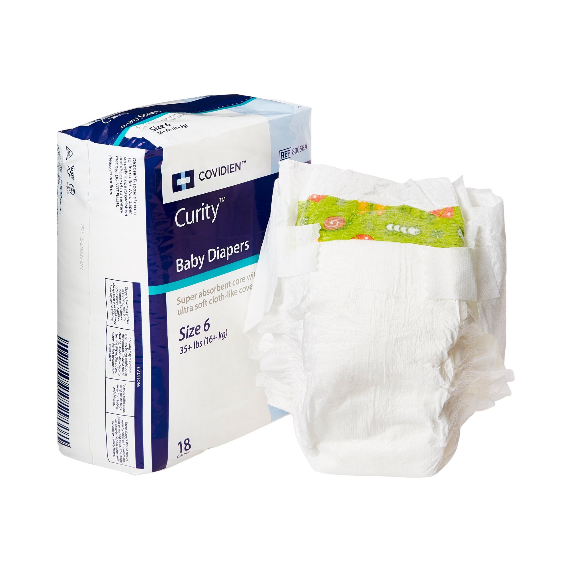 Unisex Baby Diaper Curity Size 6 Disposable Heavy Absorbency