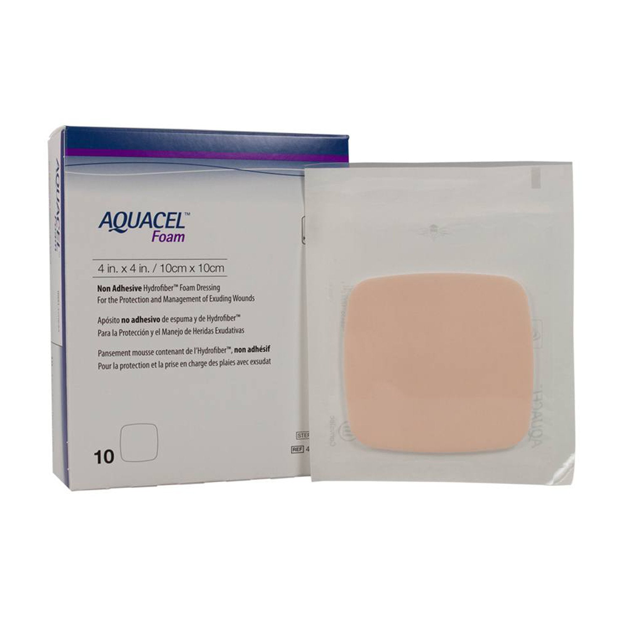 Foam Dressing Aquacel 4 X 4 Inch Without Border Film Backing Non-Adhesive Square Sterile