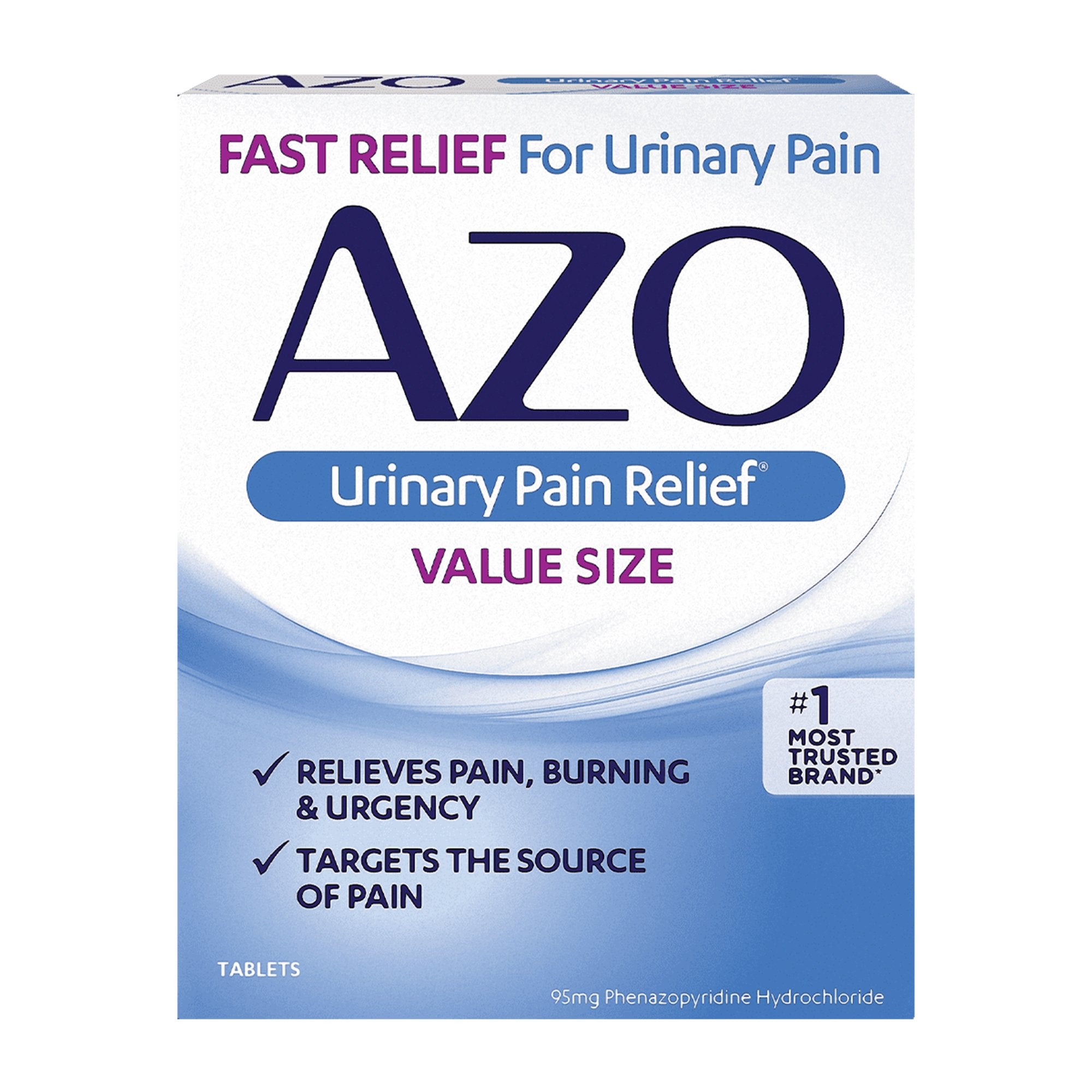 Urinary Pain Relief AZO 95 mg Strength Phenazopyridine HCL Tablet 30 per Bottle