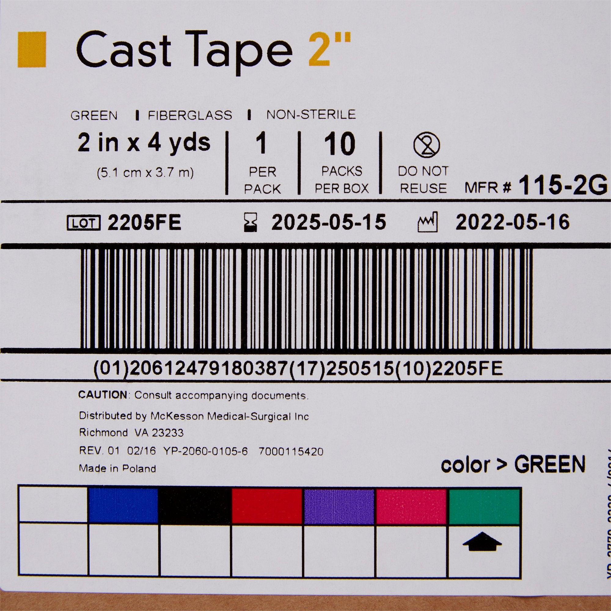 Cast Tape McKesson 2 Inch X 12 Foot Fiberglass Green