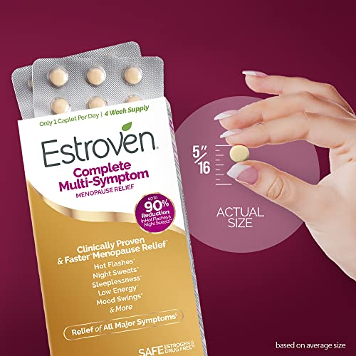 Estroven Complete Multi-Symptom Menopause Supplement for Women, 28 Ct., Clinically Proven Ingredient Provide Menopause Relief & Night Sweats & Hot Flash Relief, Drug-Free & Non-GMO