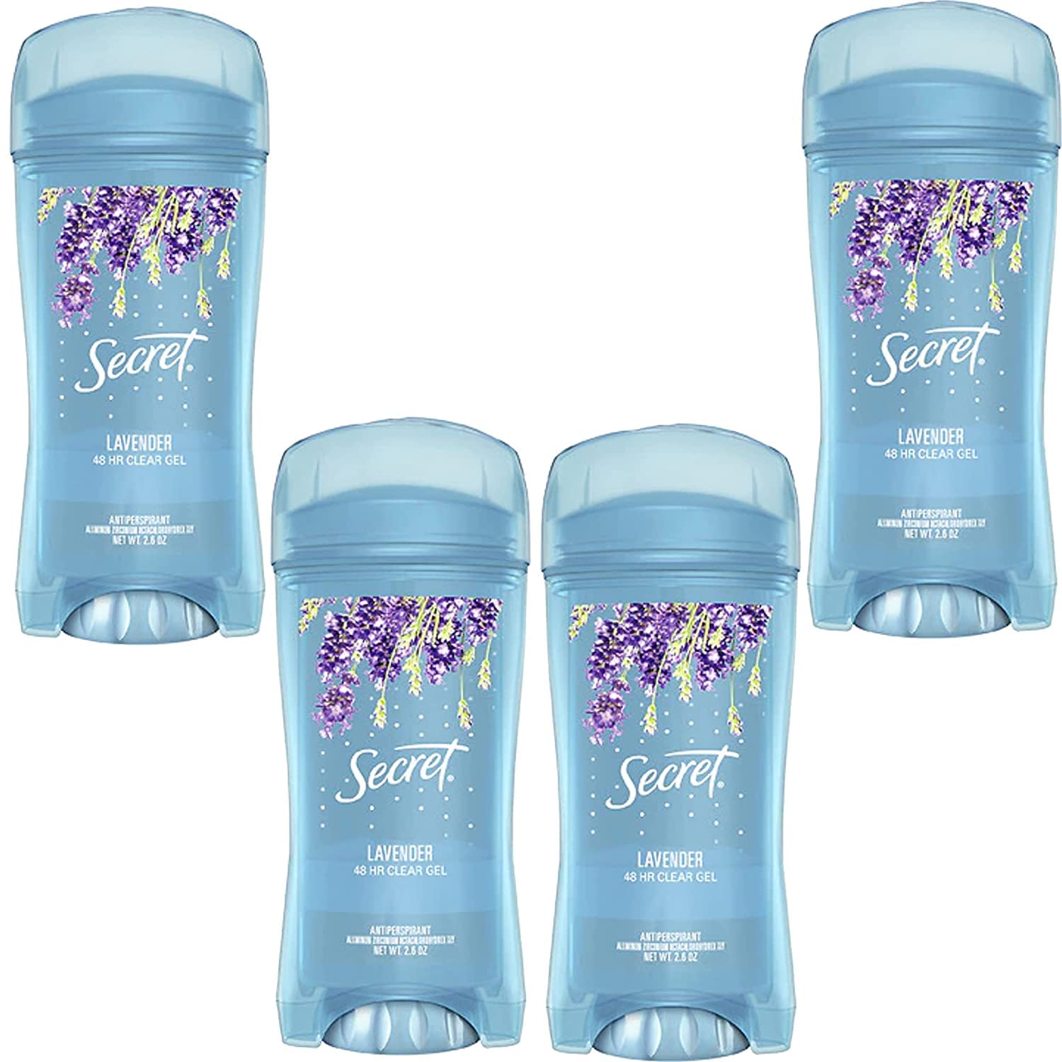 Secret Antiperspirant and Deodorant for Women, Original Clear Gel, Luxe Lavender Scent, 2.6 Ounce (Pack of 4)