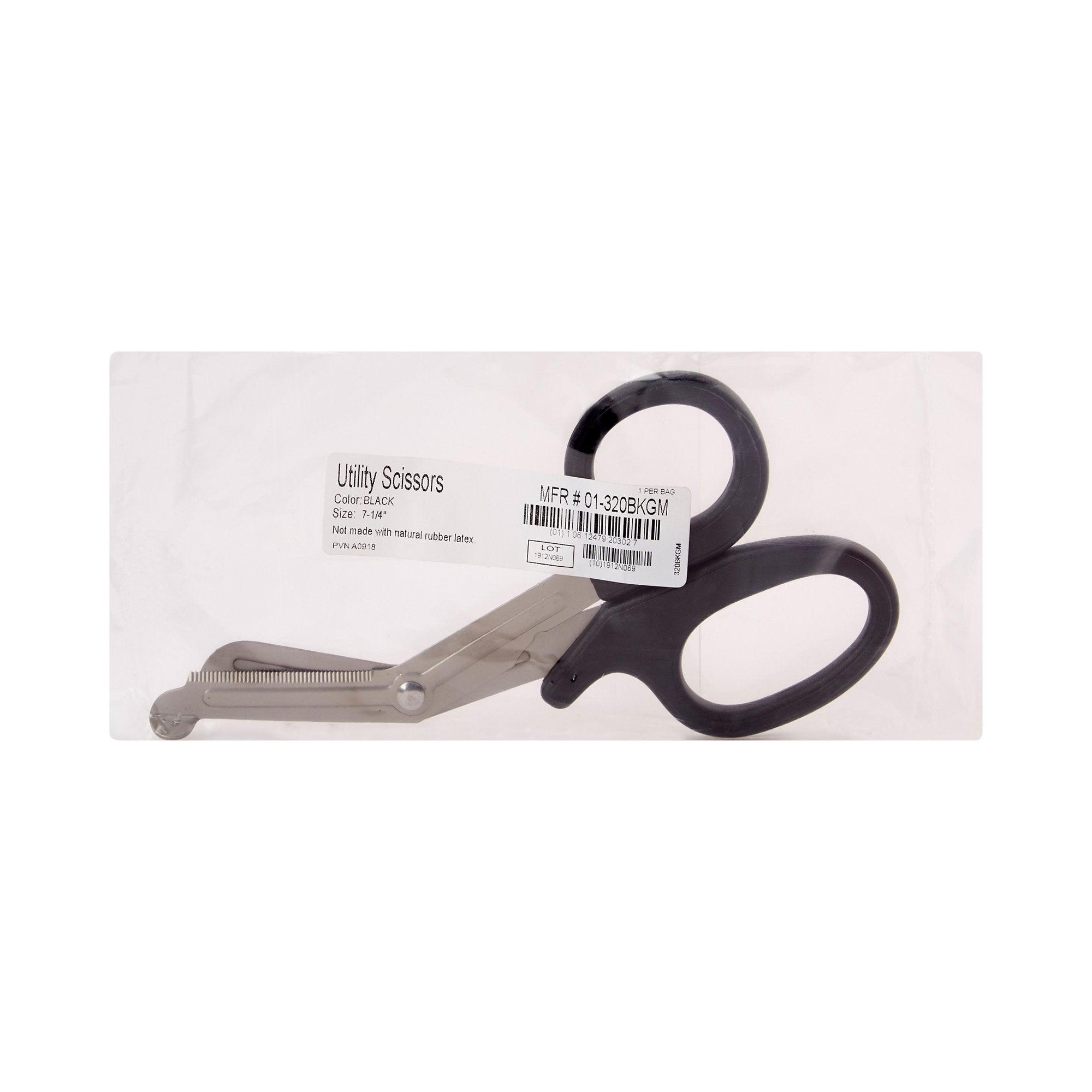 Utility Scissors McKesson 7-1/4 Inch Length Office Grade Stainless Steel / Plastic NonSterile Finger Ring Handle Angled Blunt Tip / Blunt Tip
