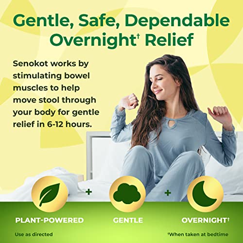 Senokot Regular Strength, 100 Tablets, Natural Vegetable Laxative Ingredient senna for Gentle Dependable Overnight Relief of Occasional Constipation