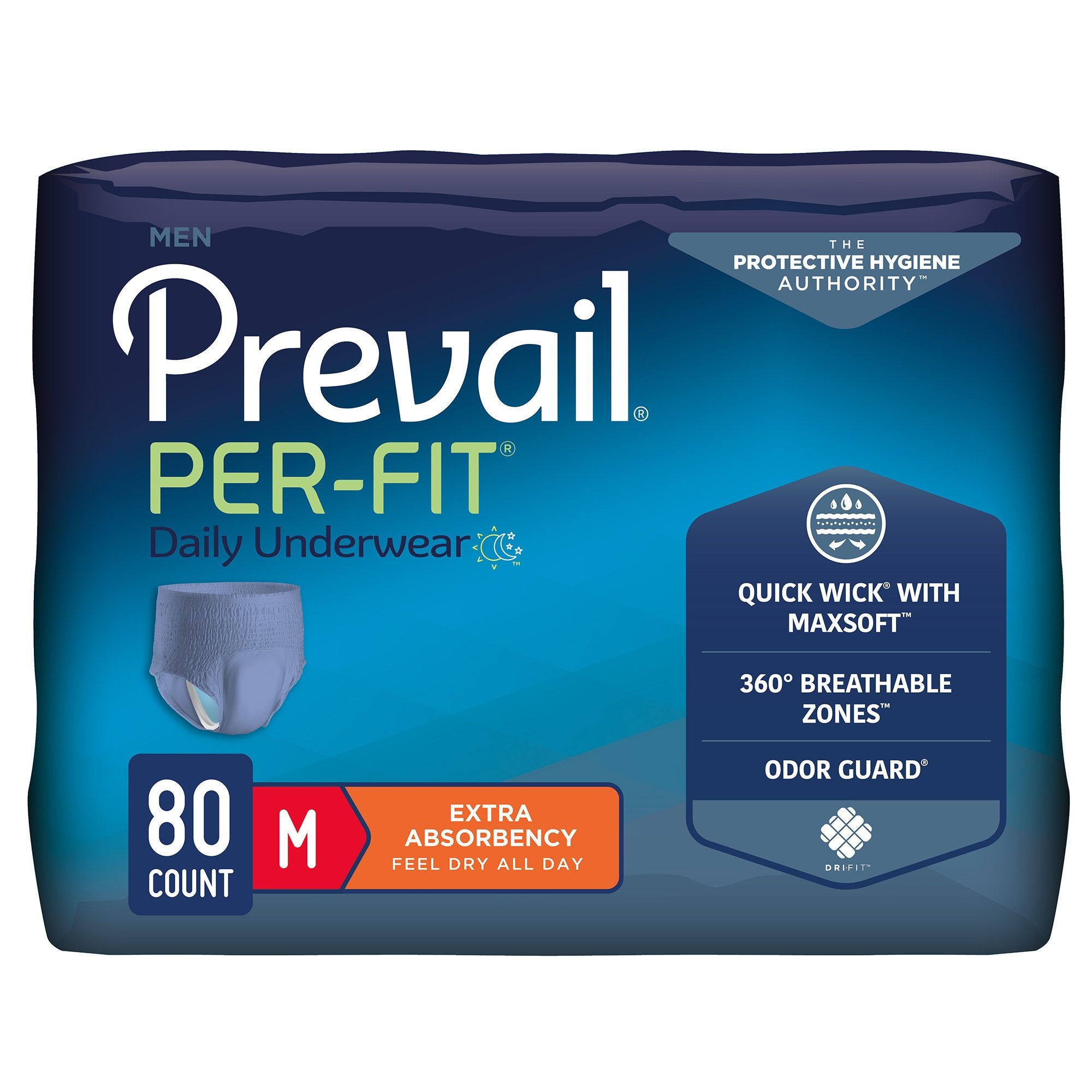 Male Adult Absorbent Underwear Prevail Per-Fit Men Pull On with Tear Away Seams Medium Disposable Moderate Absorbency