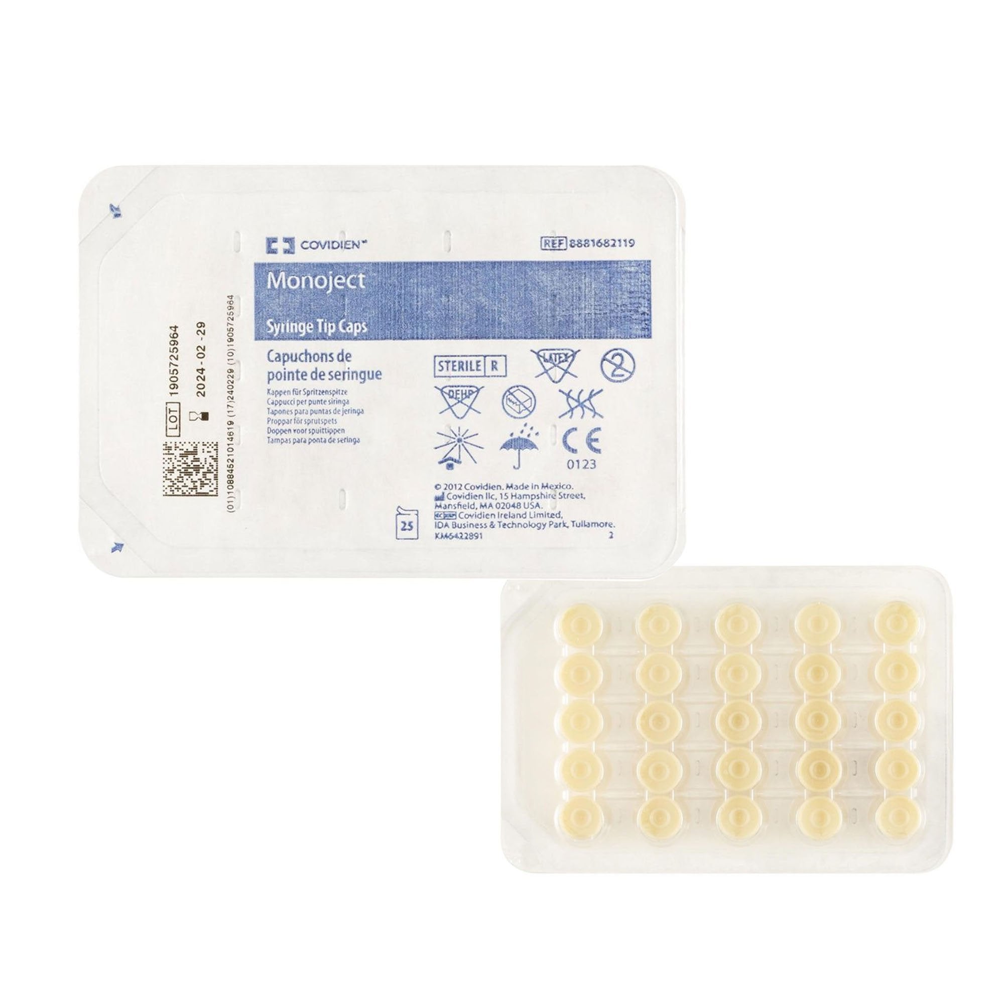 Syringe Tip Cap Monoject Polyolefin Plastic, Sterile, Disposable