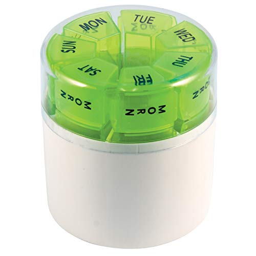 Apex Pill Container Desktop Pill Organizer A Compact Pill Planner with 4 Times a Day Pill Removable Compartments Assorted Colors, White and Blue, 1 Count