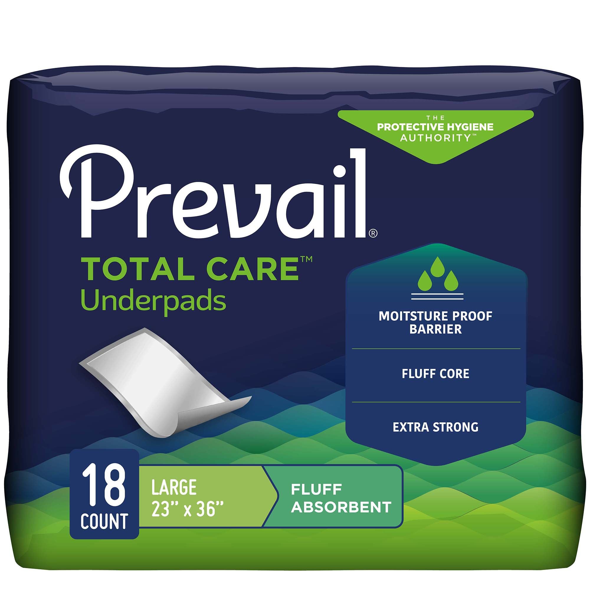 Disposable Underpad Prevail 23 X 36 Inch Fluff Light Absorbency