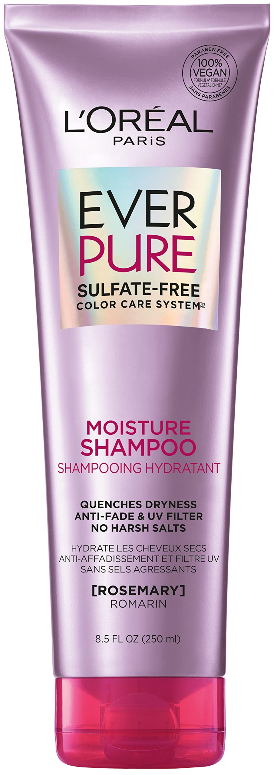 L'Oreal Paris EverPure Moisture Sulfate Free Shampoo for Color-Treated Hair, Rosemary, 8.5 Fl; Oz (Packaging May Vary)