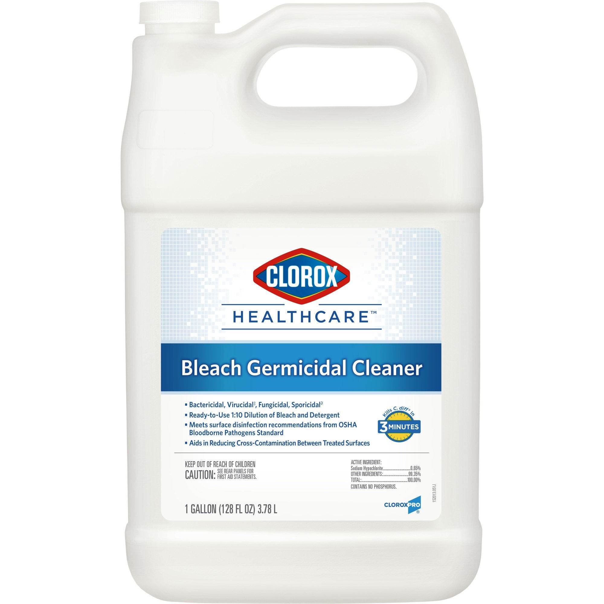 Clorox Healthcare Bleach Germicidal Surface Disinfectant Cleaner Refill Manual Pour Liquid 1 gal. Jug Fruity Floral Bleach Scent NonSterile