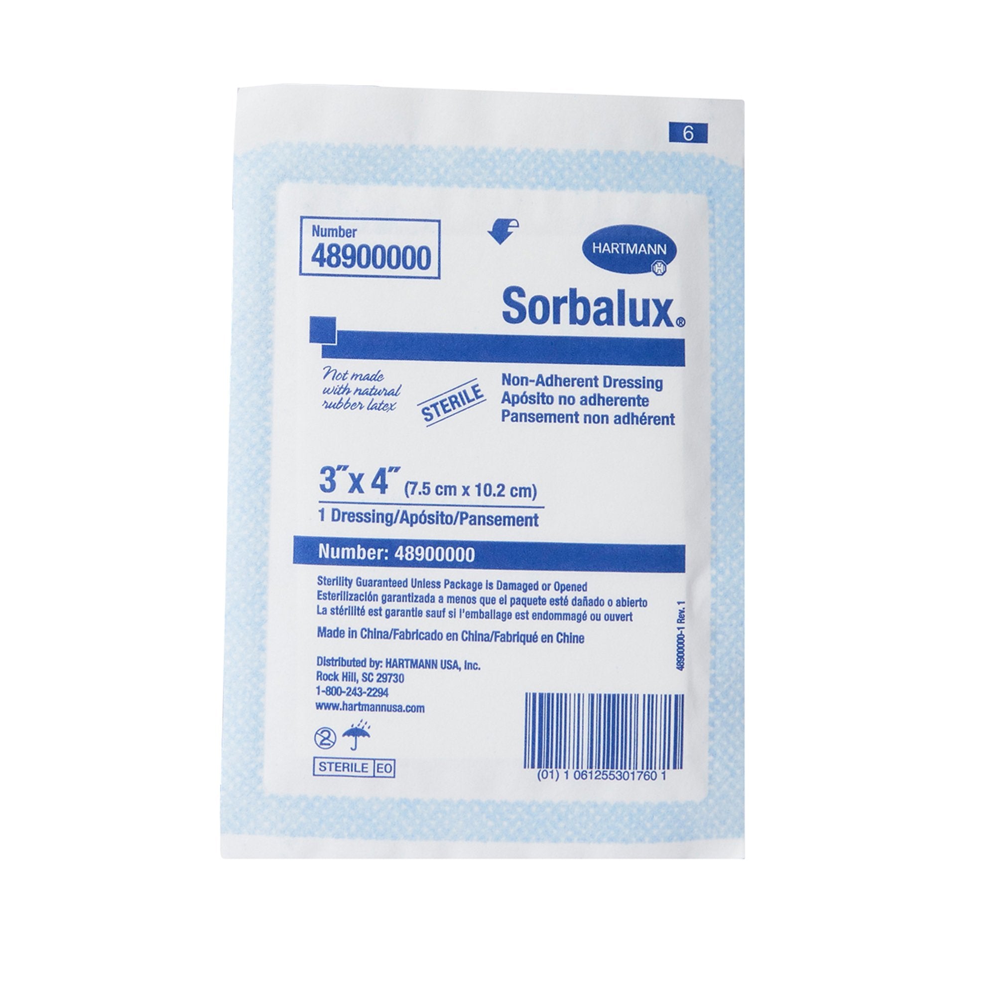 Non-Adherent Dressing Sorbalux Rayon / Polyester 3 X 4 Inch Sterile