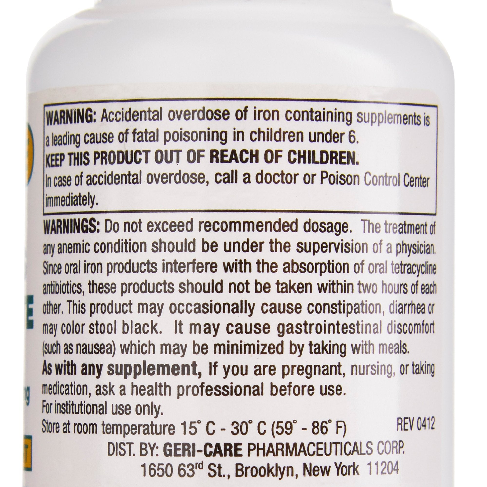 Mineral Supplement Geri-Care Iron 240 mg Strength Tablet 100 per Bottle