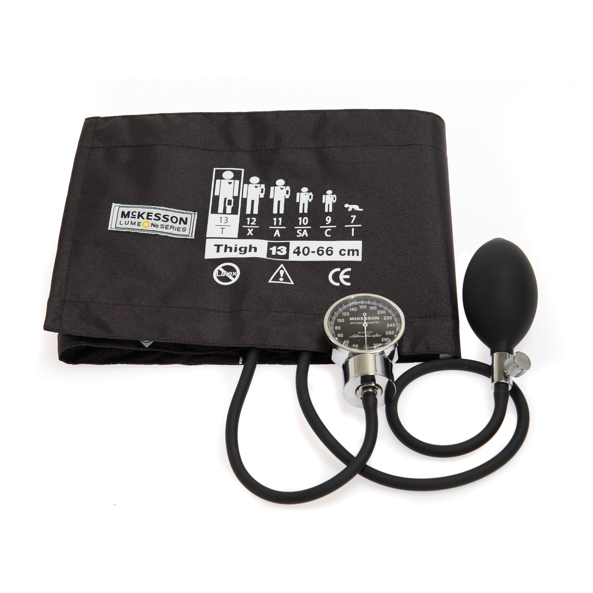 Aneroid Sphygmomanometer Unit McKesson LUMEON Thigh Cuff Nylon Cuff 40 - 66 cm Palm Aneroid