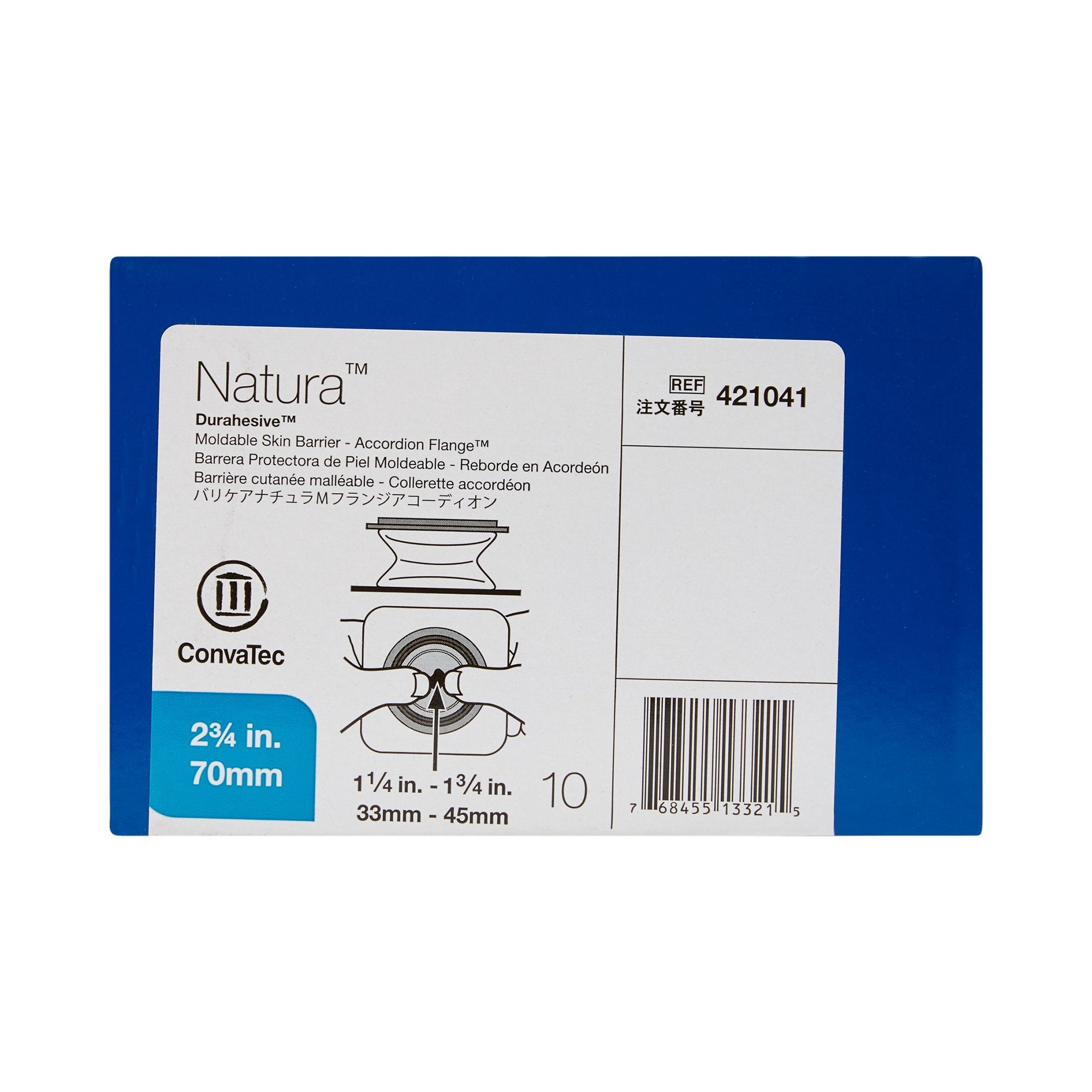 Ostomy Barrier Natura Moldable Durahesive Adhesive 70 mm Flange Natura System Hydrocolloid Tape Collar 1-1/4 to 1-3/4 Inch Opening