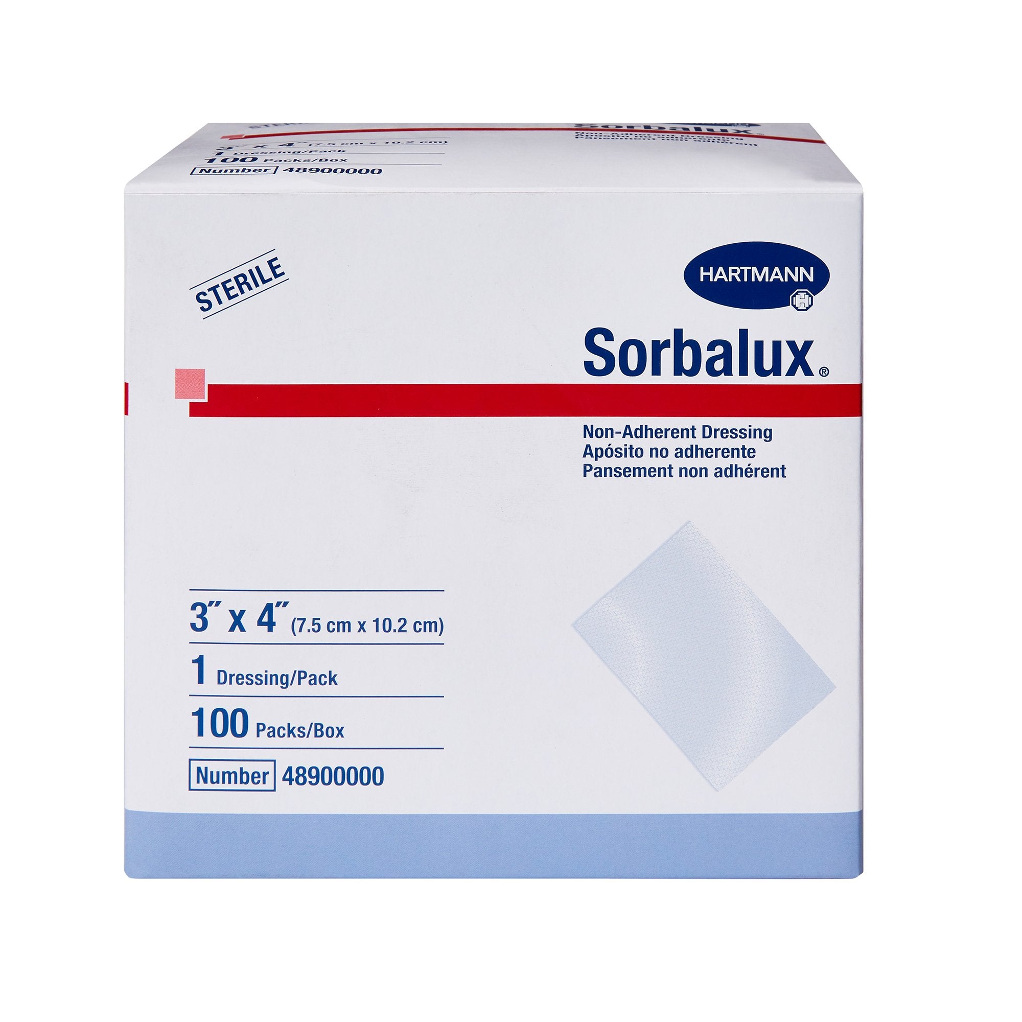 Non-Adherent Dressing Sorbalux Rayon / Polyester 3 X 4 Inch Sterile