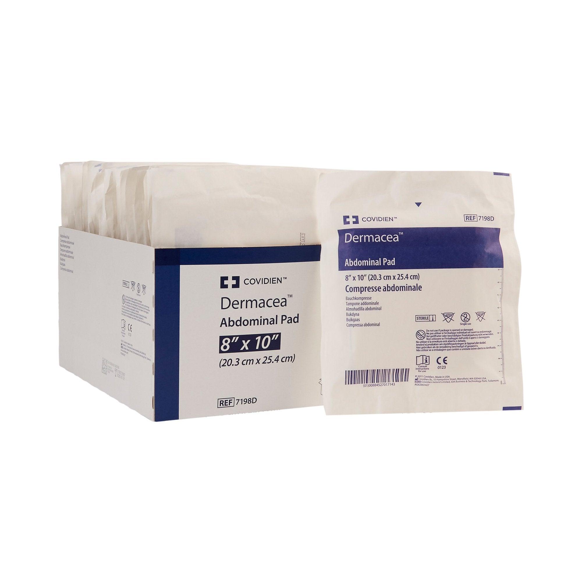 Abdominal Pad Dermacea Nonwoven Fluff 8 X 10 Inch Rectangle Sterile