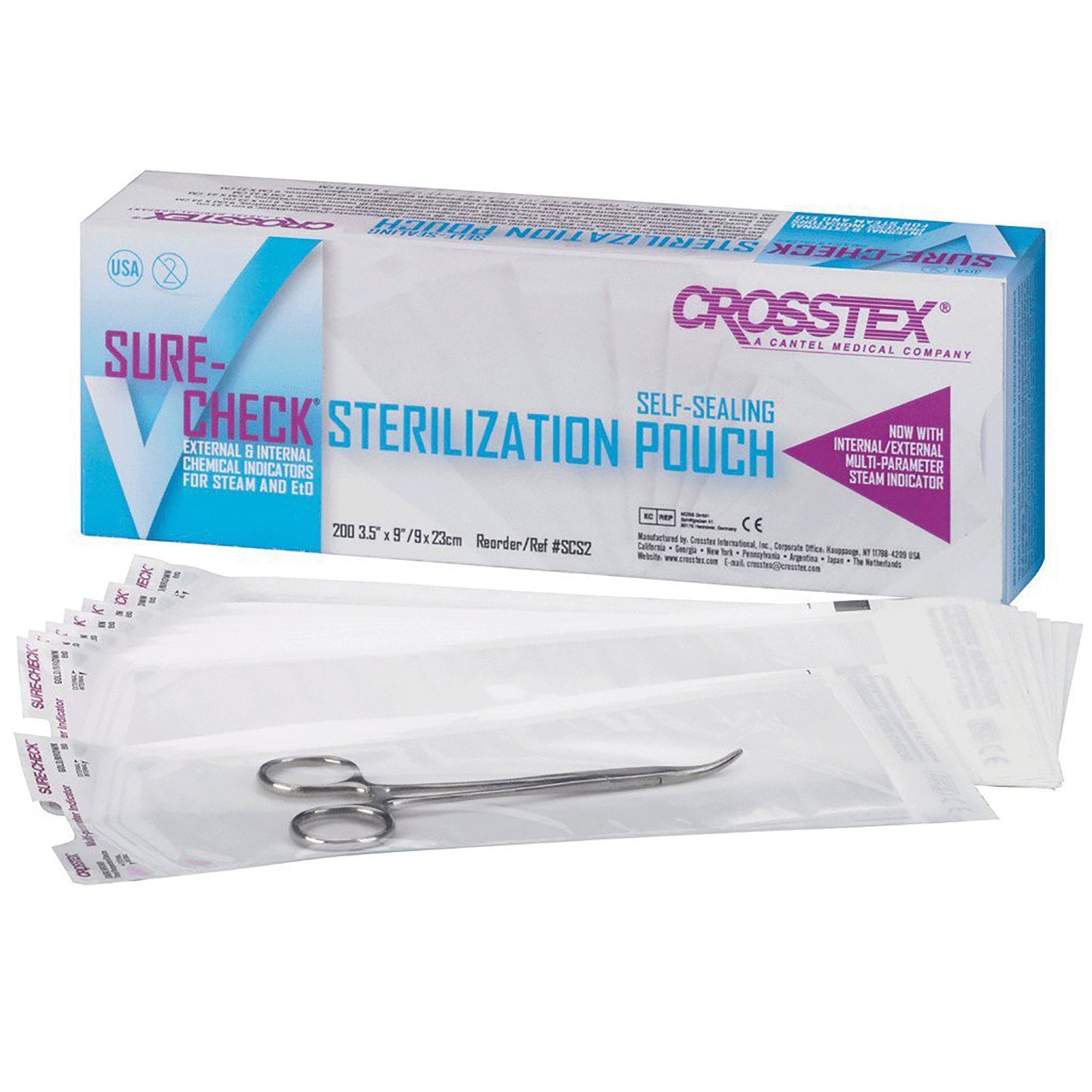 Sterilization Pouch Sure-Check Ethylene Oxide (EO) Gas / Steam 3-1/2 X 9 Inch Transparent Self Seal Paper / Film