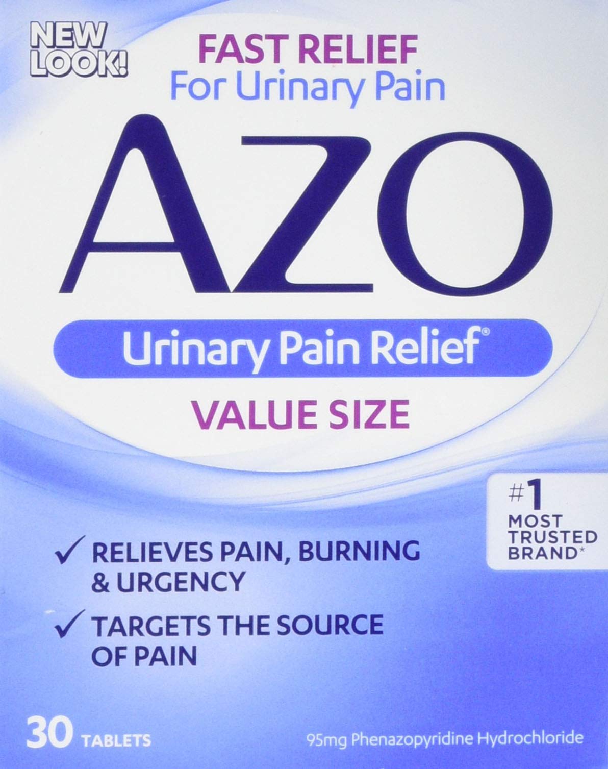 AZO Urinary Pain Relief, Dietary Supplement, Contains 95 mg Phenazopyridine Hydrochloride The #1 Ingredient Prescribed by Doctors Pharmacists Specifically for Urinary Discomfort, 30 Count